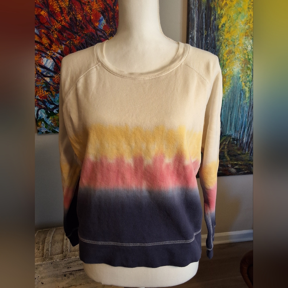 Rails Gradient Crew Neck Sweater in Cream, Yellow, Pink, and Black